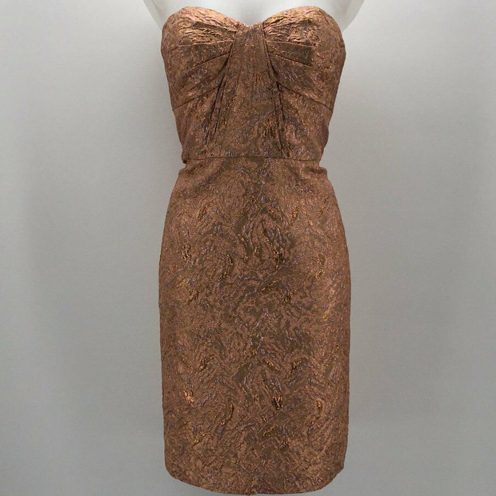 Chetta B Metallic Rose  Strapless Dress Size 10